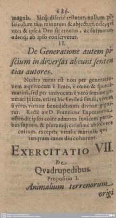 Exercitatio VII. De Quadrupedibus.