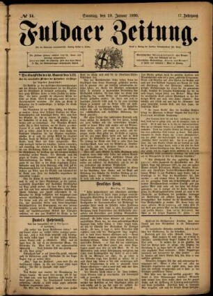Ausgabe vom Sonntag, den 19. Januar 1890.