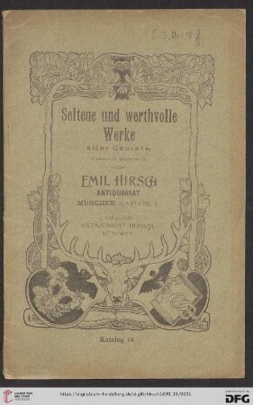 Nr. 19: Katalog: Seltene und werthvolle Werke aller Gebiete