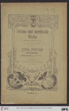 Nr. 19: Katalog: Seltene und werthvolle Werke aller Gebiete