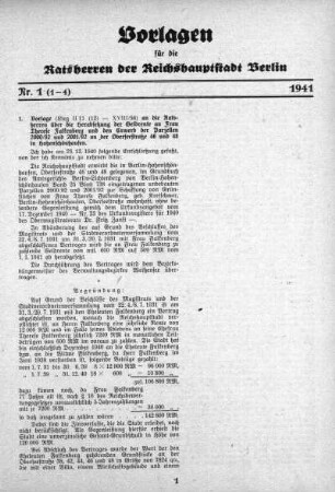 1941: Vorlagen für die Ratsherren der Reichshauptstadt Berlin