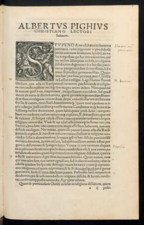 Albertus Pighius Christiano Lectori Salutem.