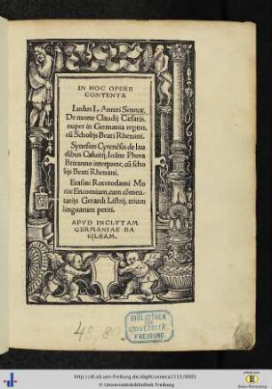 In hoc opere contenta, Ludus L. Annaei Senecae, de morte Claudij Caesaris : nuper in Germania repertus