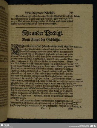 Die ander Predigt. Vom Ampt der Schlüssel