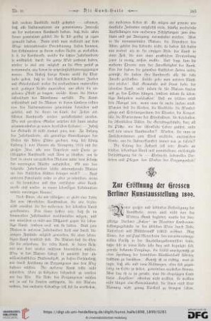 4: Zur Eröffnung der Grossen Berliner Kunstausstellung 1899