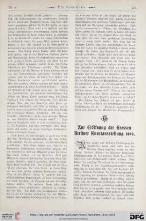 4: Zur Eröffnung der Grossen Berliner Kunstausstellung 1899