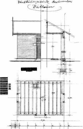 Wertheim: Nebengeb.Waschküchengeb.z.Maschinenhaus Grundriß EG,Teil-Längsans.,T.-Querschn.