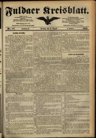 Ausgabe vom Freitag, den 06. August 1909.