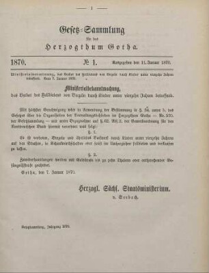 1870: Gesetzsammlung für das Herzogthum Gotha
