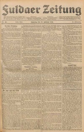 Ausgabe vom Samstag, den 21. Februar 1914.