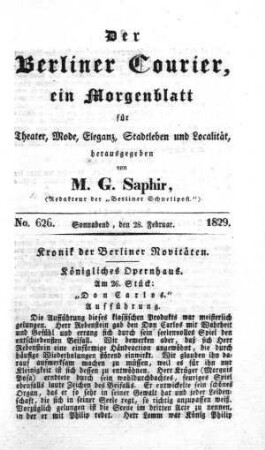 No. 626., Sonnabend, den 28. Februar 1829