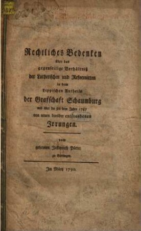 Rechtliche Bedenken über das Verhältniß der Lutherischen und Reformirten ...