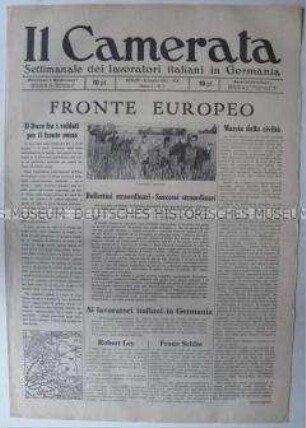 Wochenzeitung für italienische Fremdarbeiter in Deutschland "Il Camerata"