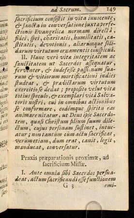 149-166, Praxis praeparationis propinguae ad Sacrificium Missae.