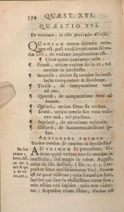 Quaestio XVI. De veritate, in octo articulos divisa.