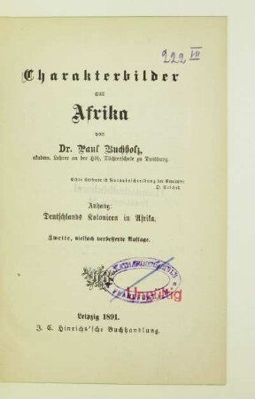 Abt. 7: Charakterbilder aus Afrika
