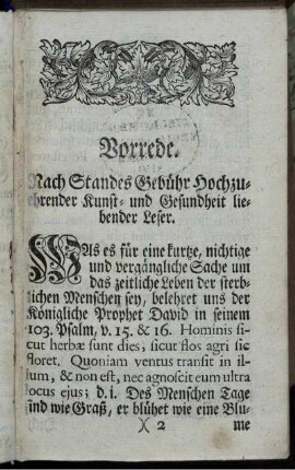 Vorrede. Nach Standes Gebühr Hochzuehrender Kunst- und Gesundheit liebender Leser.