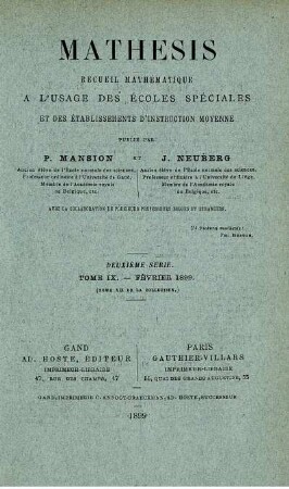 DEUXIÈME SÈRIE. TOME IX. - FÉVRIER 1899.