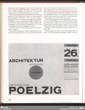 Architektur. Lichtbilder. Vortrag. Professor Hans Poelzig