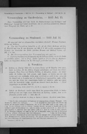 Versammlung zu Gandersheim. - 1443 Jul. 13.