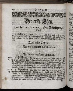 Der erste Theil. Von der Fortifocation oder Befestigungs-Kunst.