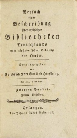 Titelseite des zweiten Bandes