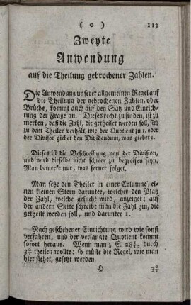 Zweyte Anwendung auf die Theilung gebrochener Zahlen.