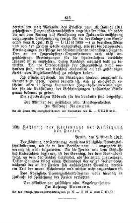 Zählung der Ferientage bei Festsetzung der Ferien : [E. Öffentliches Volksschulwesen]