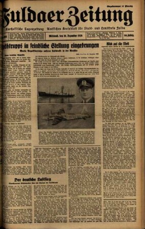 Ausgabe vom Mittwoch, den 20. Dezember 1939.