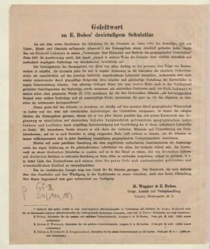Geleitwort zu E. Debes' dreistufigem Schulatlas
