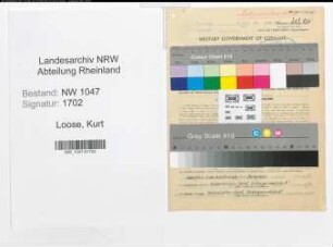 Entnazifizierung Kurt Loose , geb. 27.12.1901 (Beamter)