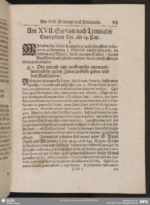 Am XVII. Sontage nach Trinitatis