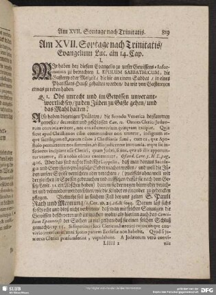 Am XVII. Sontage nach Trinitatis