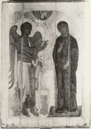 Verkündigung von Ustjug : Verkündigung von Ustjug. Ikonenmalerei; 469 x 235 cm (1101/1200; Nowgoroder Schule). Moskau: Tretjakow-Galerie