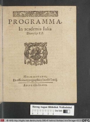 Programma In academia Iulia Dionysiis P.P.