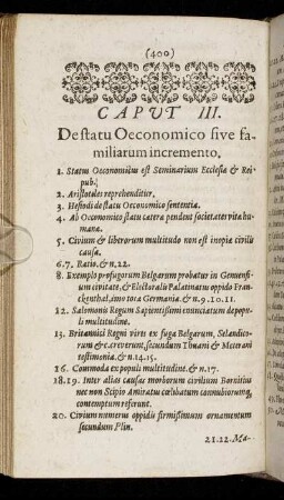 Caput III. De statu Oeconomico sive familiarum incremento.