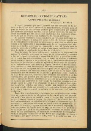 Reformas socio-educativas : Consideraciones generales