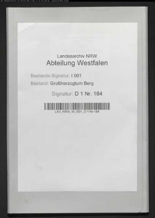 Verhandlungen wegen Administration der Nonnenklöster Blumenthal in Beckum und Maria Rosa zu Ahlen