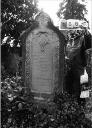 Grabstein 188 (Index: 100093662) Maße HxBxT: 177x62x23 cm Symbolik: Verzierungen: Grabstein 188