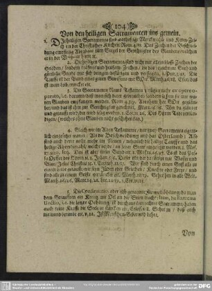 Von den heiligen Sacramenten ins gemein