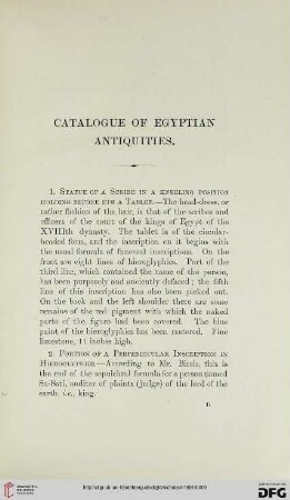 Catalogue of Egyptian antiquities