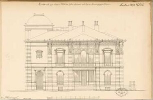 Villa für einem Junggesellen Monatskonkurrenz Januar 1878: Aufriss Seitenansicht; Maßstabsleiste