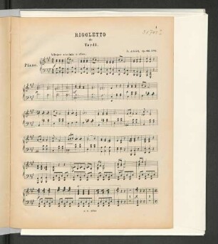 Rigoletto de Verdi. [Piano.]