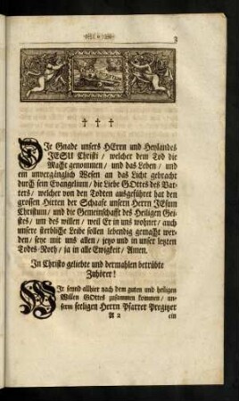 3-7, Die Gnade unsers Herrn ...; Selbst erwehlter Leich-Tert