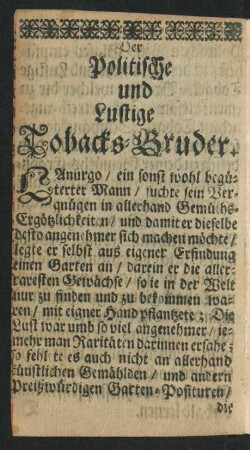 Der Politische und Lustige Tobacks-Bruder.