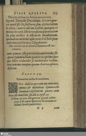 Caput IX. Symmachus auctus & emendatus