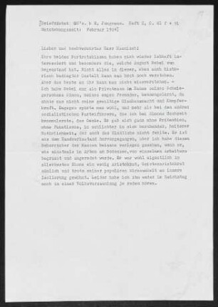 Brief von Gerhart Hauptmann an Konrad Haenisch