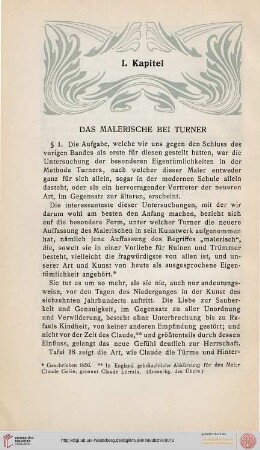I. Das Malerische bei Turner