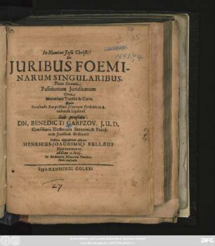 De Iuribus Foeminarum Singularibus, Decas Secunda Positionum Iuridicarum Circa Materiam Tutelae & Curae