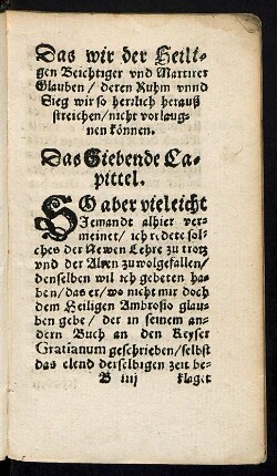 Das wir der Heiligen Beichtiger und Martirer Glauben ... nicht vorleugnen können. Das Siebende Capittel.